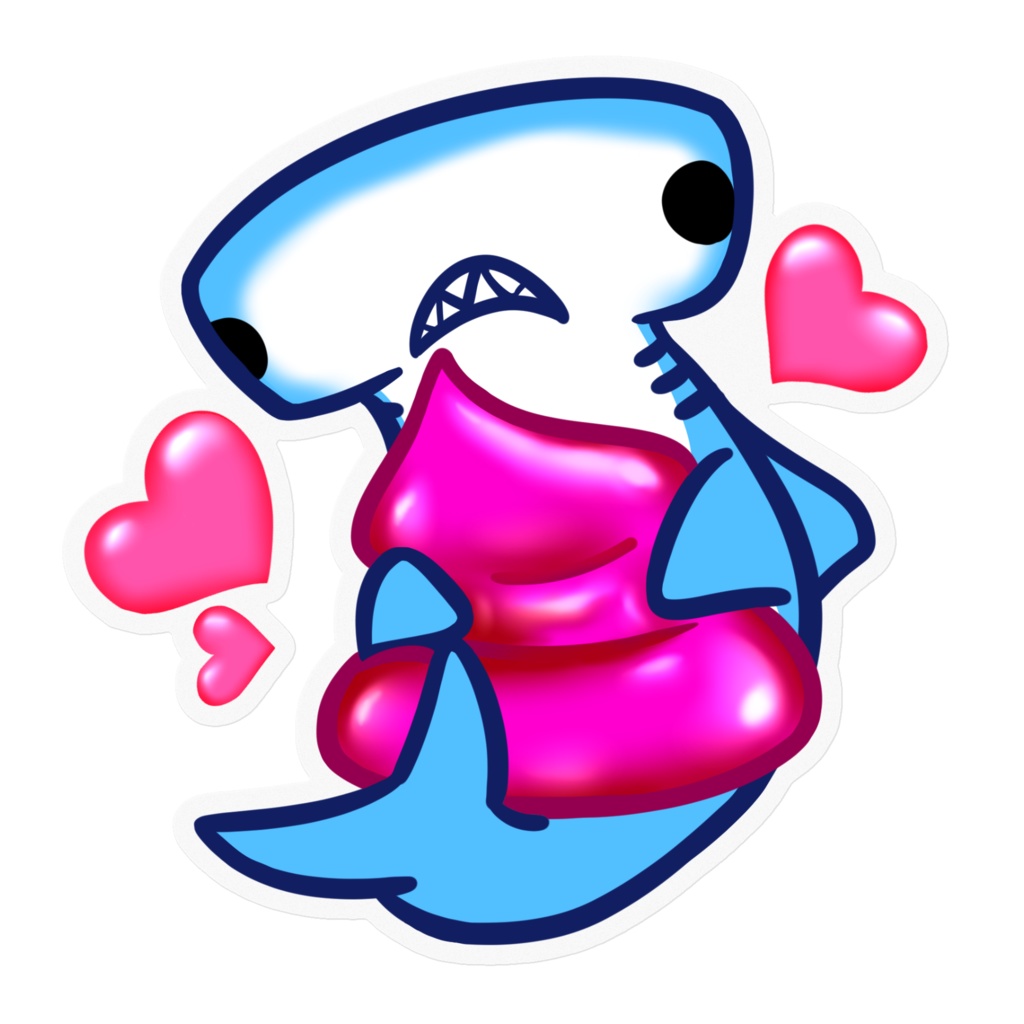 うんこLOVEシュモクザメステッカー(5種類・100 x 100 (mm))