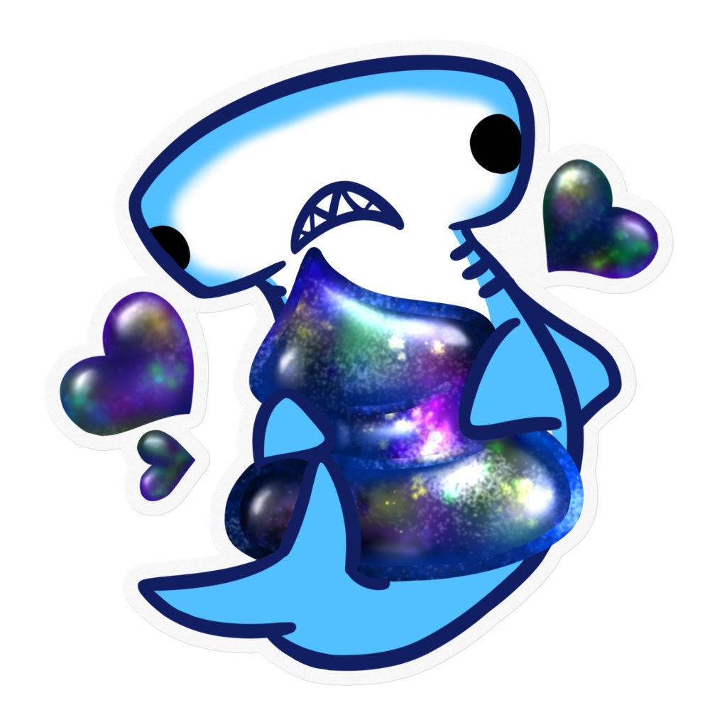 うんこLOVEシュモクザメステッカー(5種類・100 x 100 (mm))