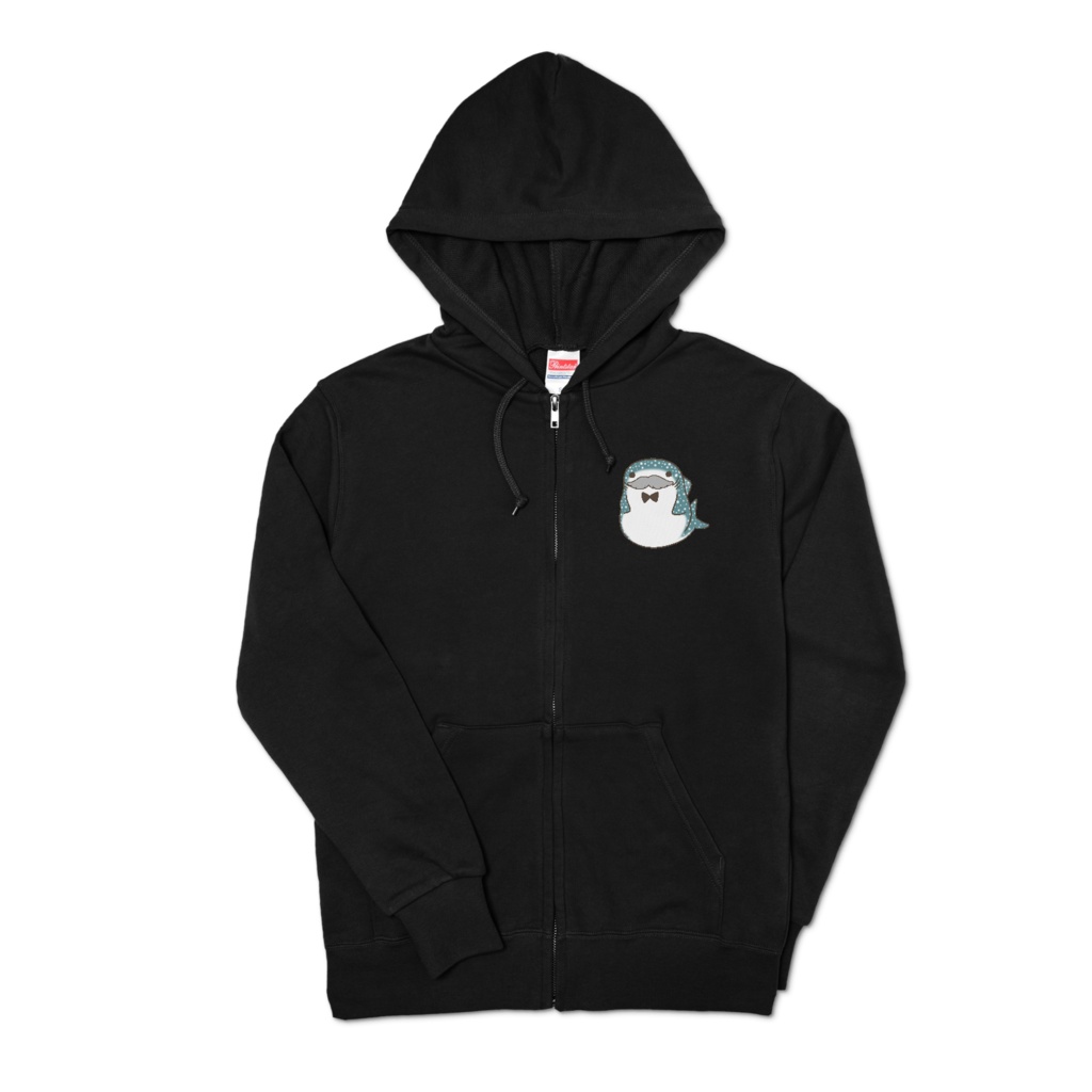 ぽっちゃり ちょび髭ジンベエザメ(5色・前開きジップパーカー)