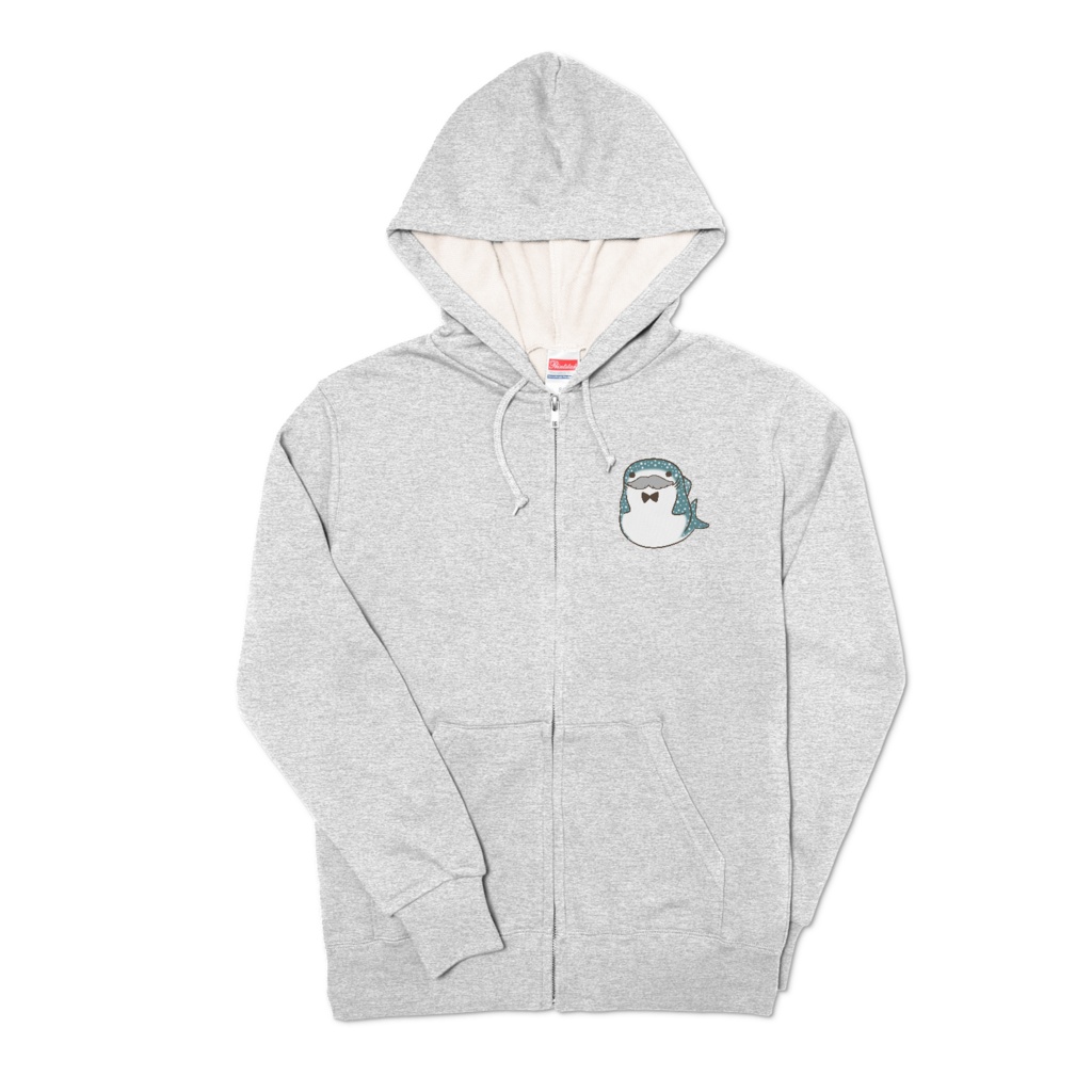 ぽっちゃり ちょび髭ジンベエザメ(5色・前開きジップパーカー)