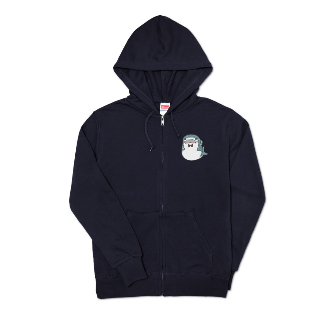 クチ有り ぽっちゃり ちょび髭ジンベエザメ(5色・前開きジップパーカー)