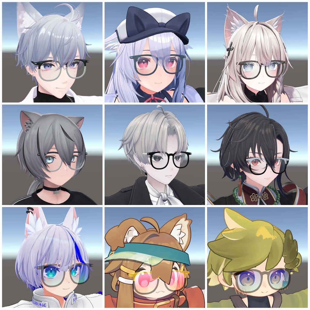 【無料】ウェリントンメガネ glasses 【10アバター対応】
