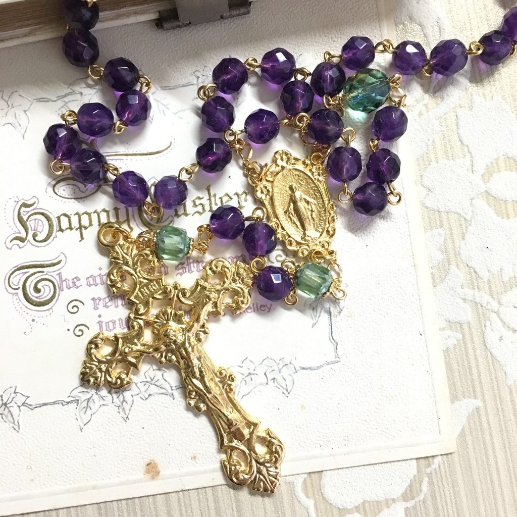 【 ロザリオ 】菫冠 - robe violet et vert -