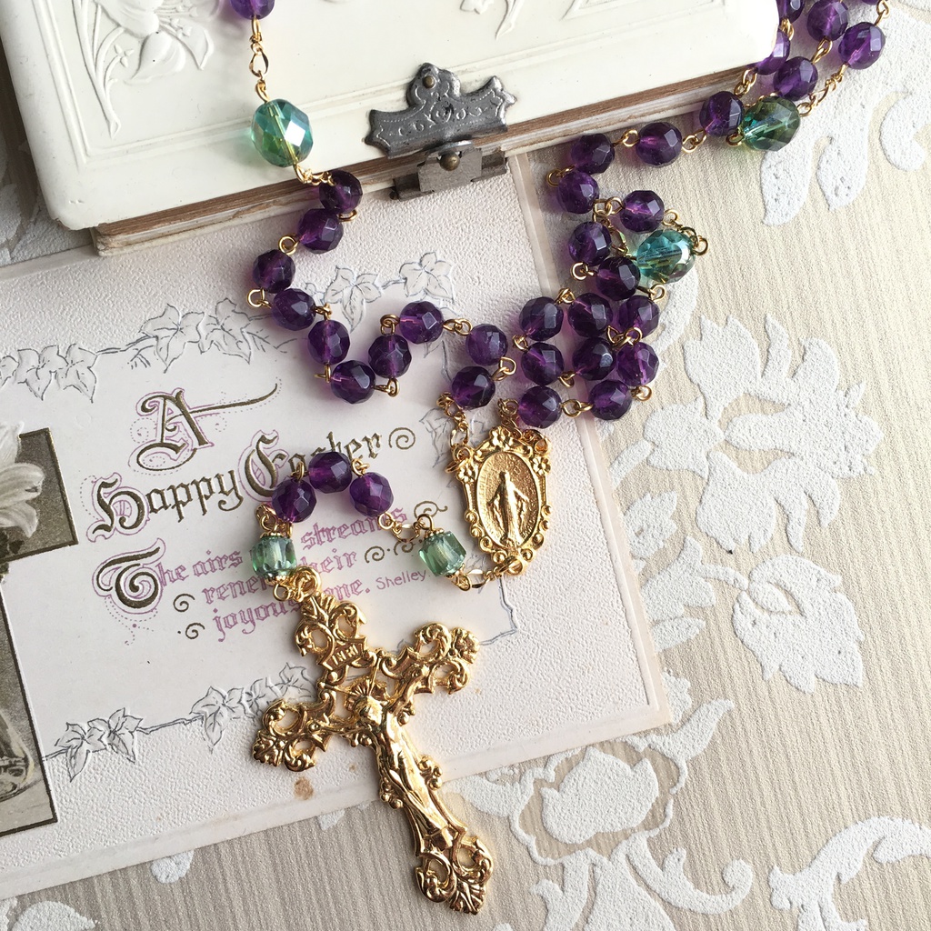 【 ロザリオ 】菫冠 - robe violet et vert -