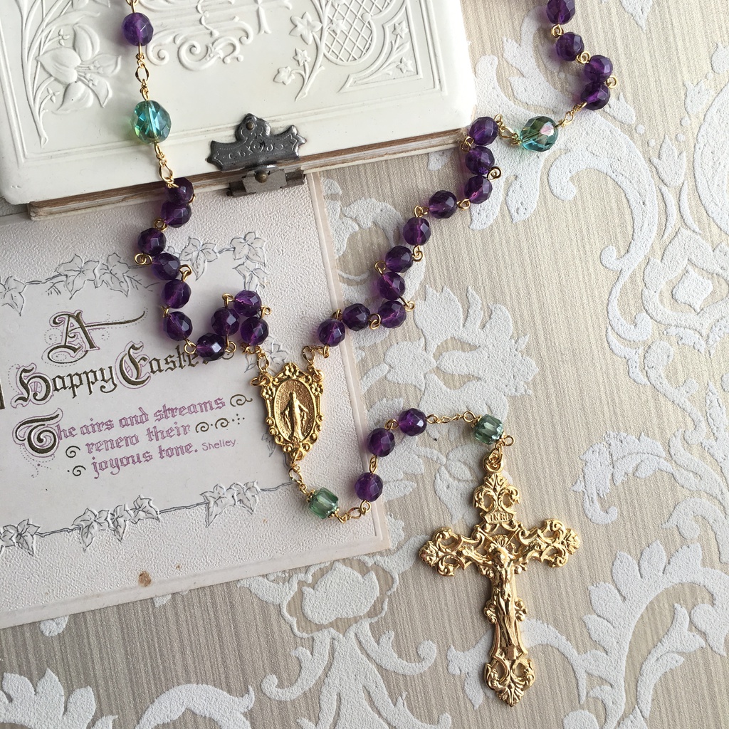 【 ロザリオ 】菫冠 - robe violet et vert -