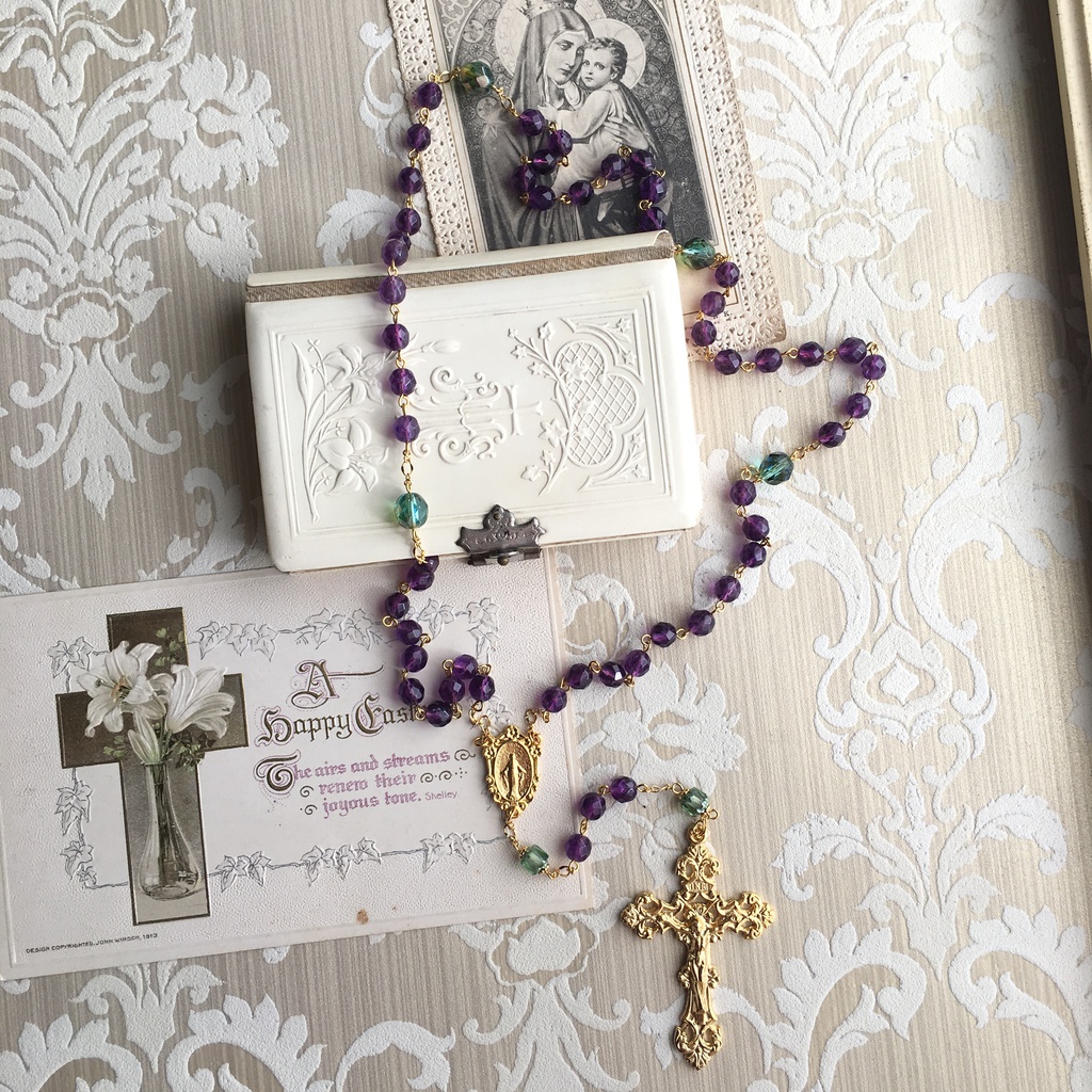 【 ロザリオ 】菫冠 - robe violet et vert -