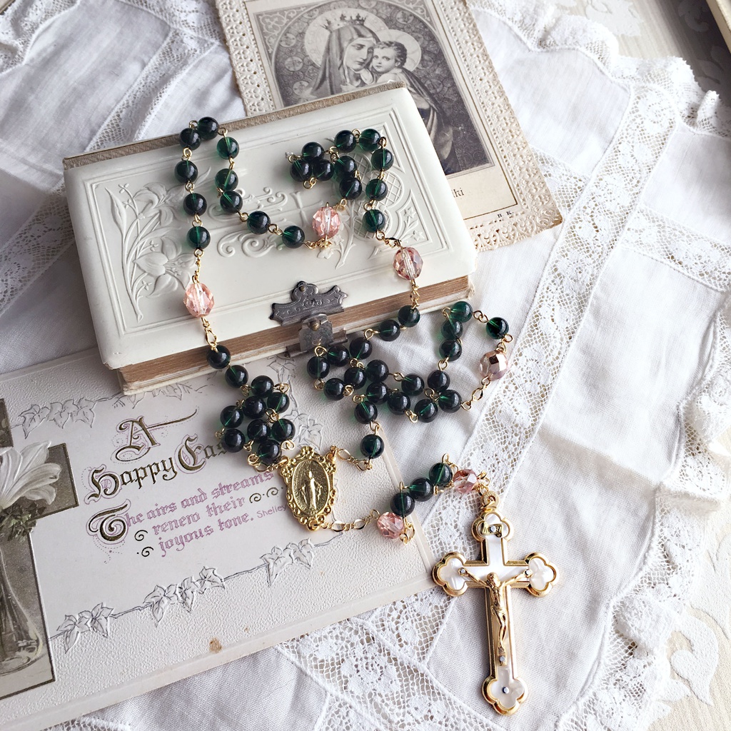 ※終了【 ロザリオ 】グリーン・ベルベット - robe vert et cerisier -