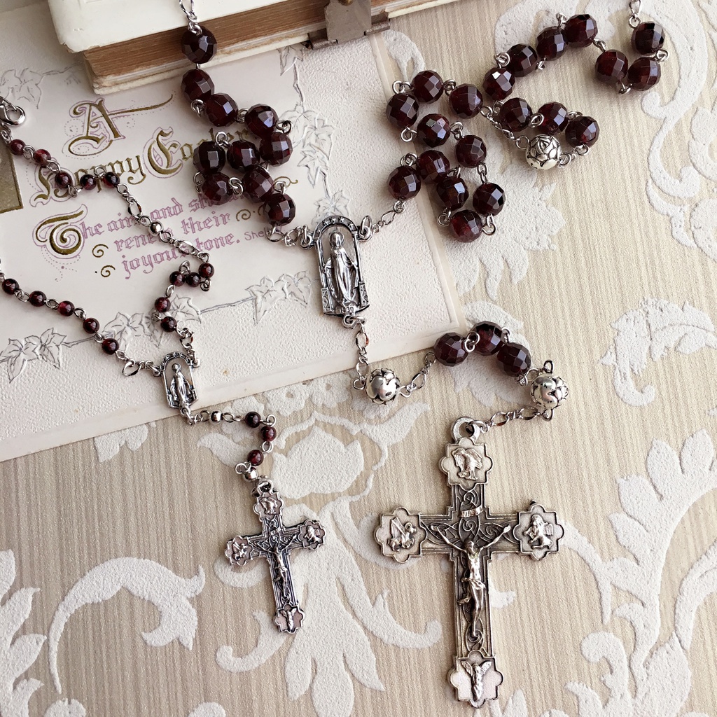 【 Dollサイズsetロザリオ 】Dupion - garnets -