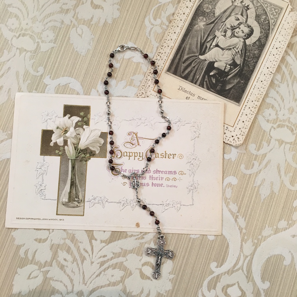 【 Dollサイズsetロザリオ 】Dupion - garnets -