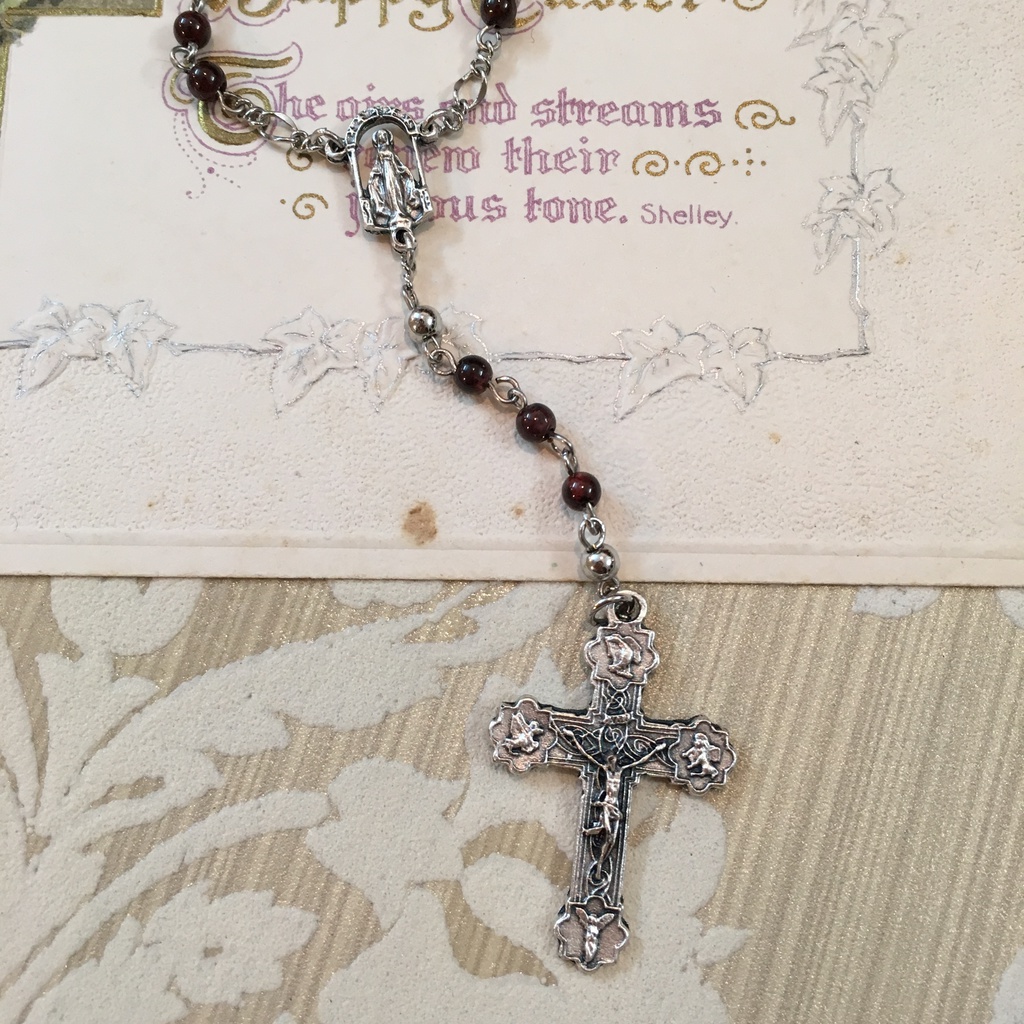 【 Dollサイズsetロザリオ 】Dupion - garnets -