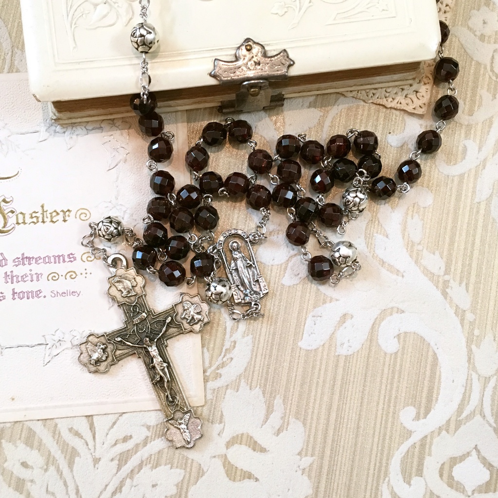 【 Dollサイズsetロザリオ 】Dupion - garnets -