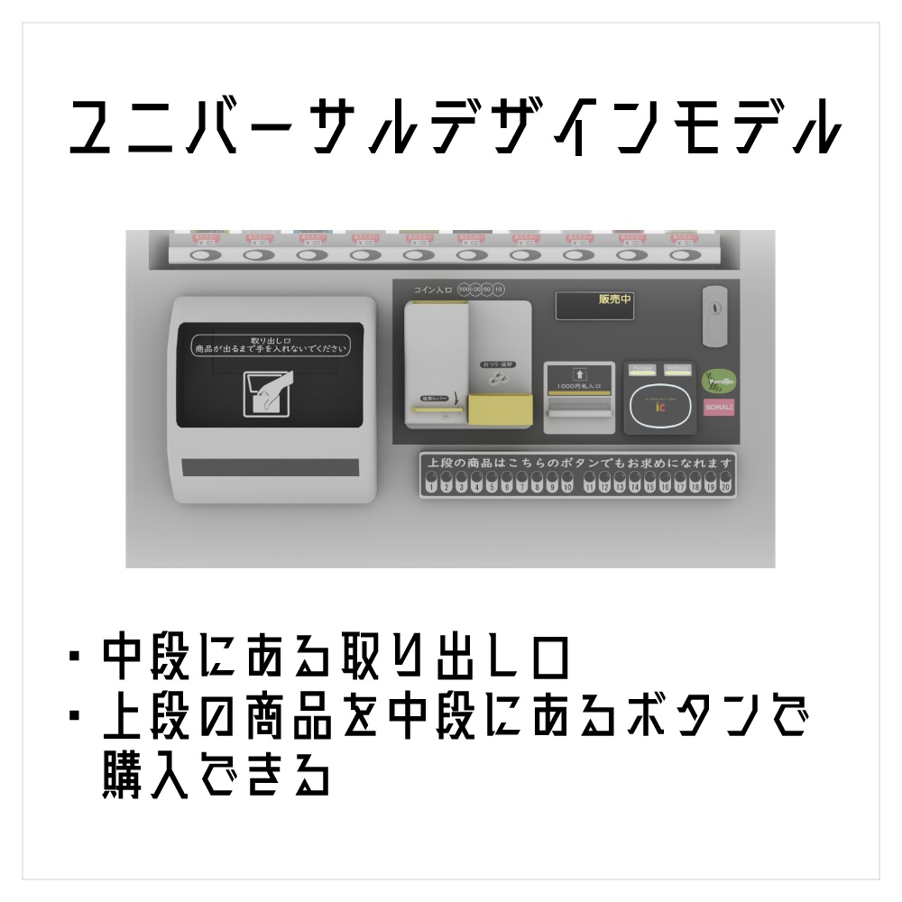 【3Dモデル】ユニバーサルデザインモデル自動販売機