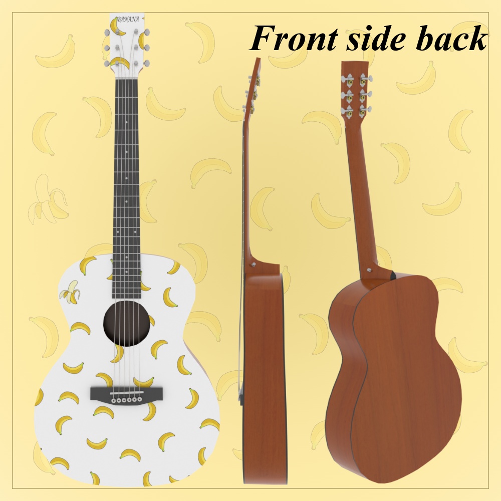 【3Dモデル】バナナ アコースティックギター Acoustic Guitar