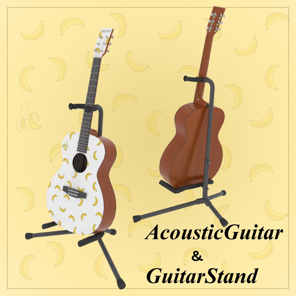 【3Dモデル】バナナ アコースティックギター Acoustic Guitar