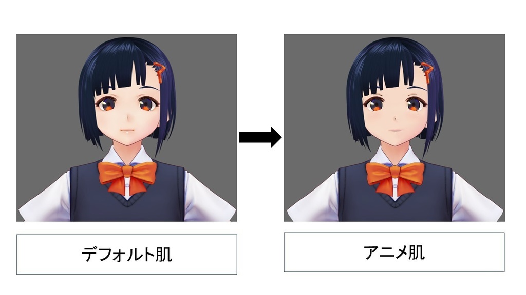 アニメ風肌テクスチャ(顔3種類+体テクスチャ)