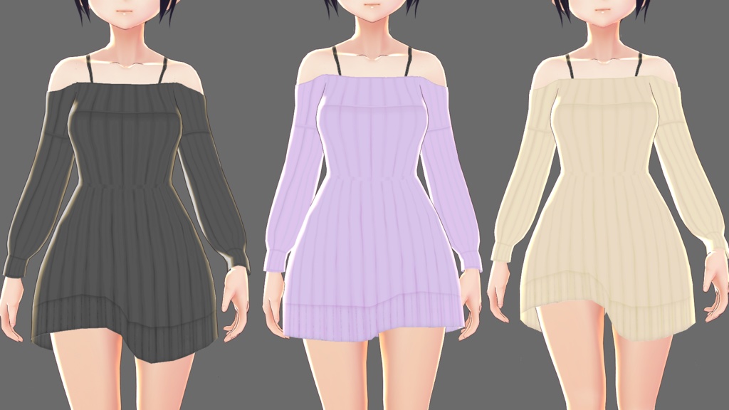 【VRoid向け衣装】オフショルダーニット(セーター)