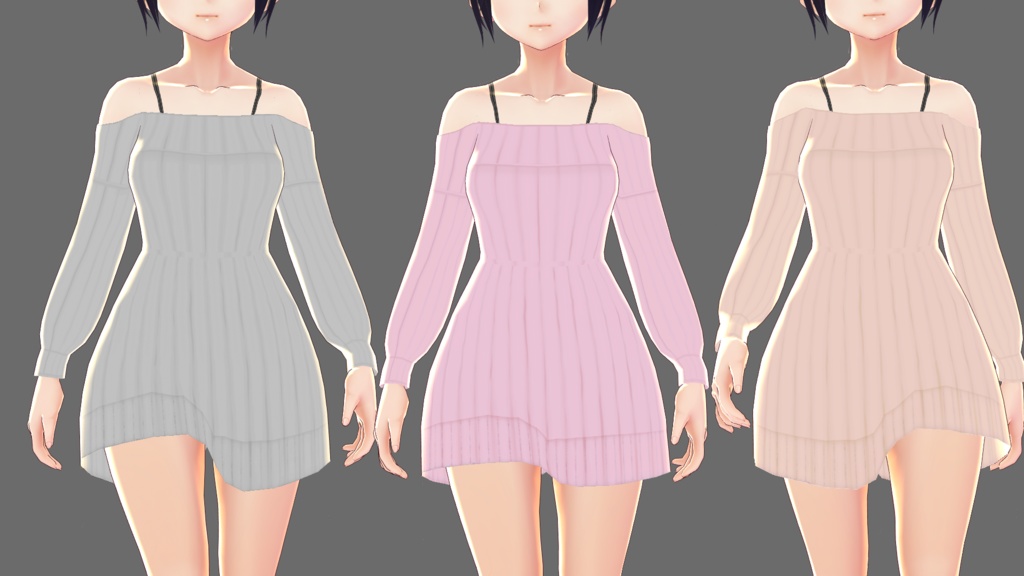 【VRoid向け衣装】オフショルダーニット(セーター)