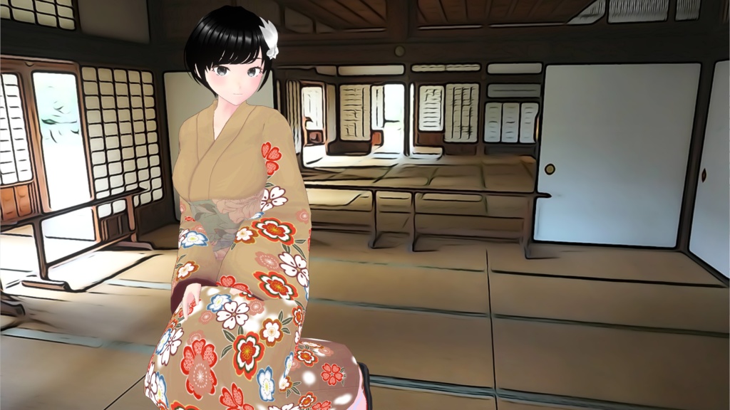 【VRoid】振袖&下駄テクスチャ【衣装】