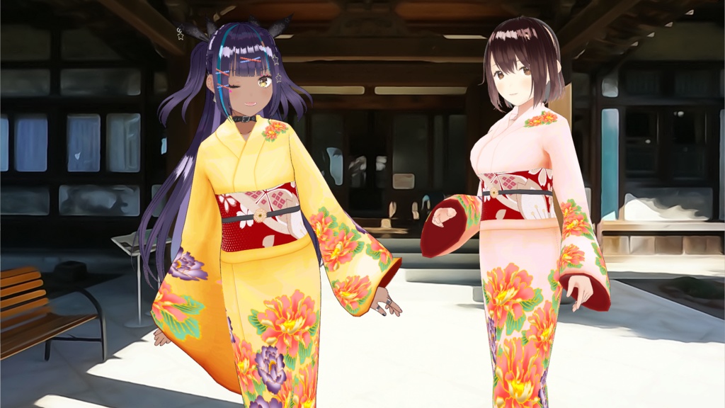 【VRoid】振袖&下駄テクスチャ【衣装】