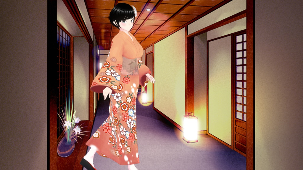 【VRoid】振袖&下駄テクスチャ【衣装】