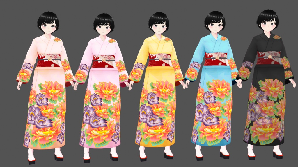 【VRoid】振袖&下駄テクスチャ【衣装】