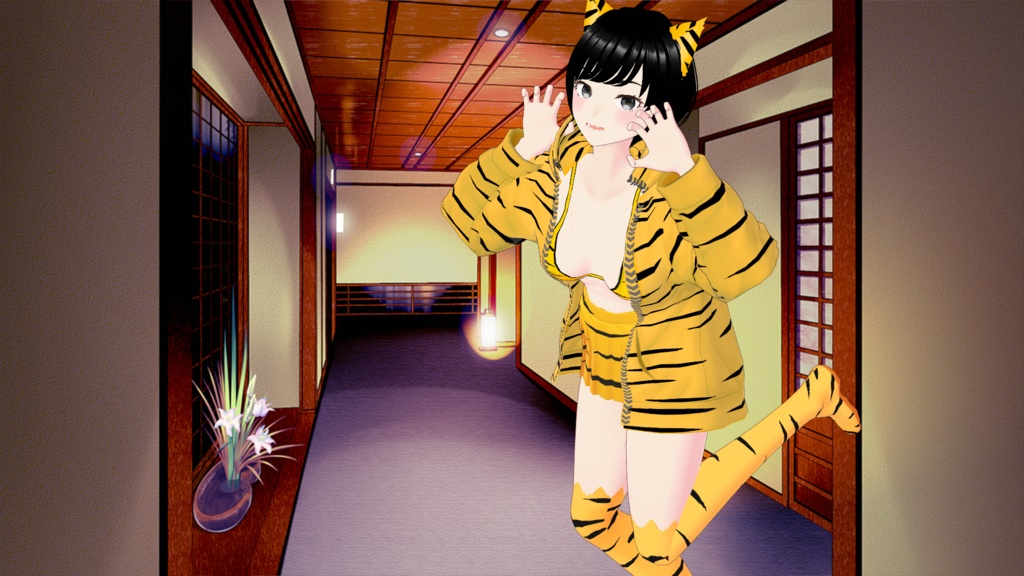 【VRoid向け衣装】虎柄コスチュームセット