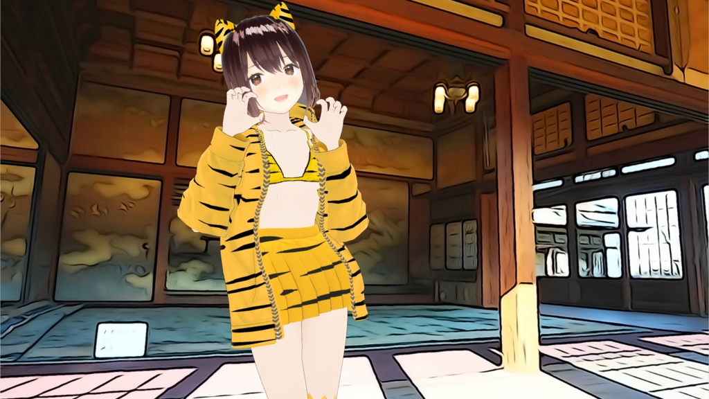 【VRoid向け衣装】虎柄コスチュームセット