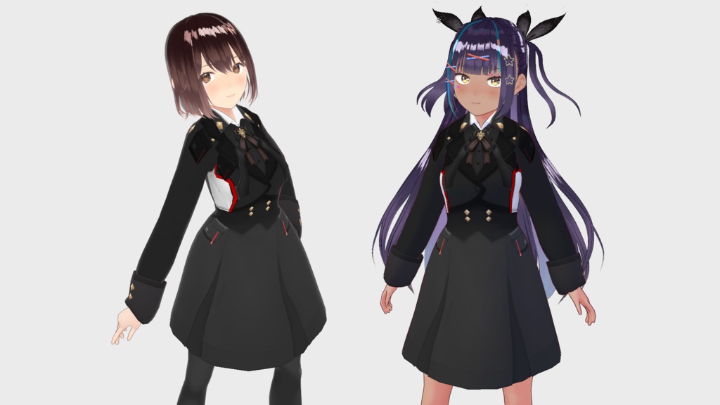 【VRoid向け衣装】ミリタリーワンピース