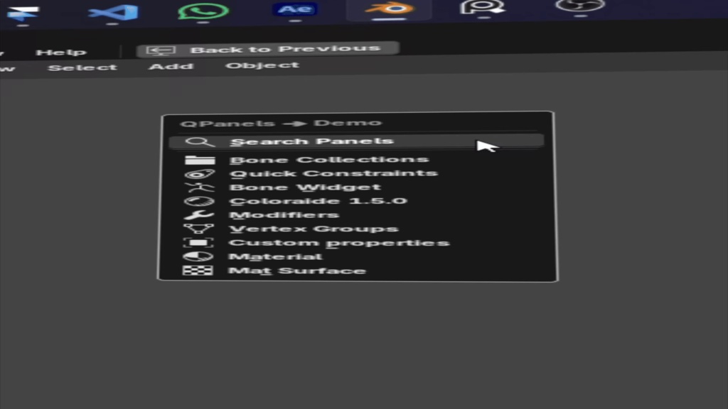 Quick Panels — Blenderパネルへの高速アクセス