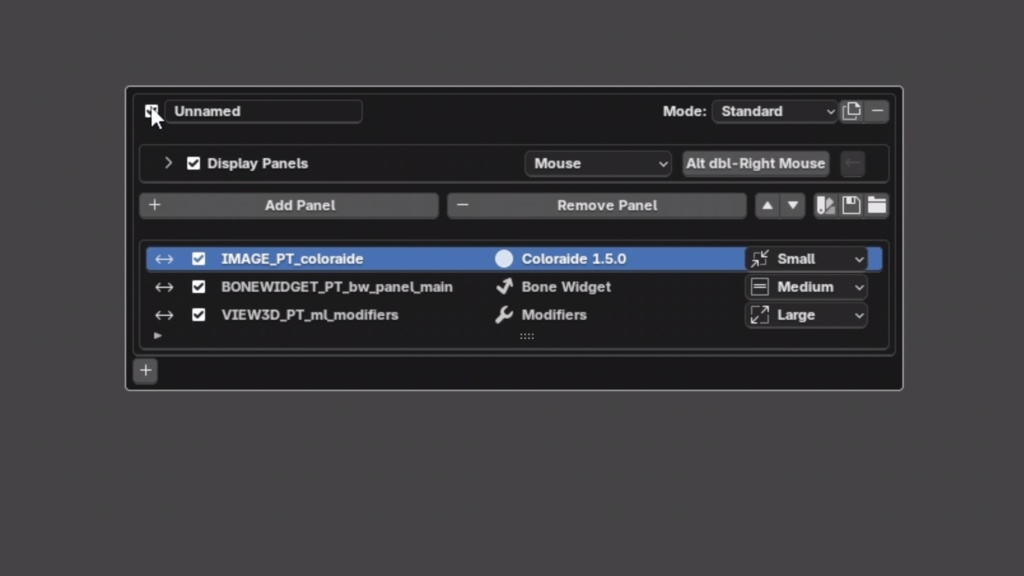 Quick Panels — Blenderパネルへの高速アクセス