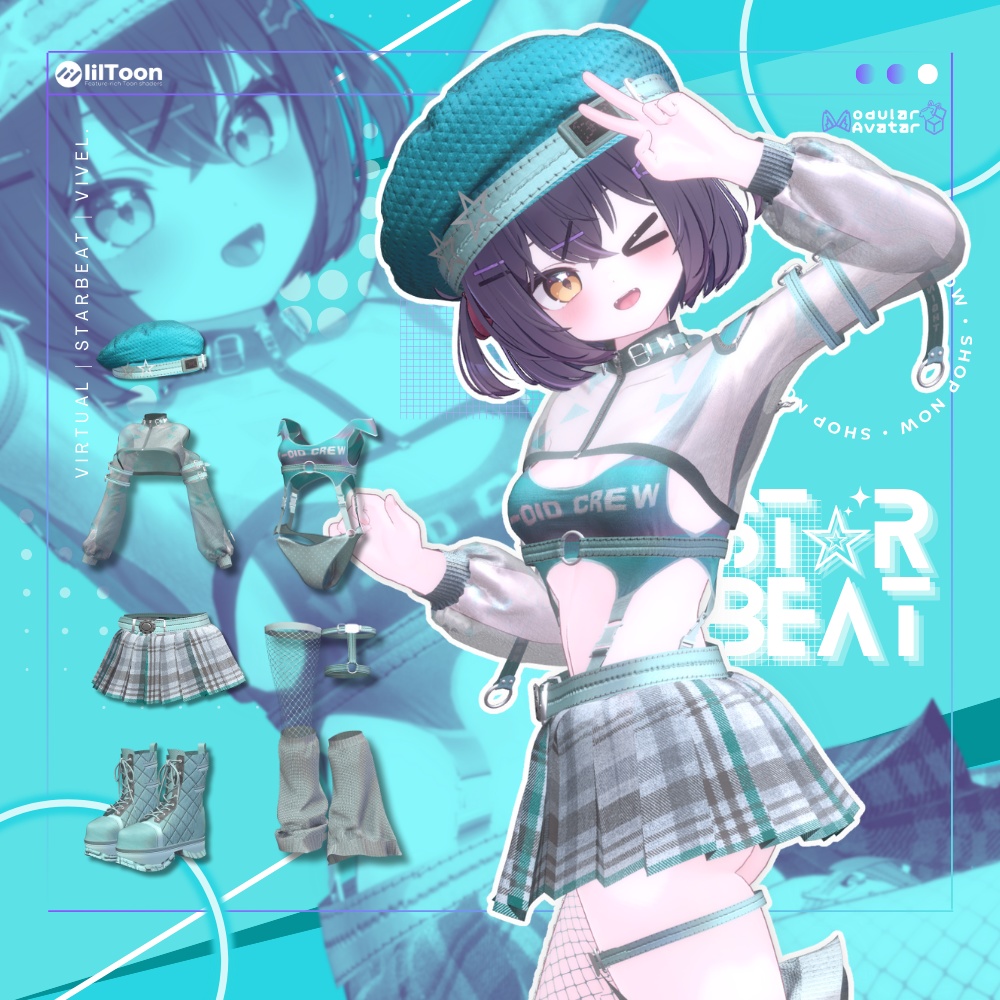 【5アバター対応】StarBeat☆スタービート【VRChat 向け／衣装／3Dモデル】