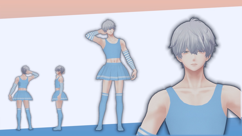 【4アバター対応】Femboy Outfit with Skirt | 男の娘スカート衣装セット
