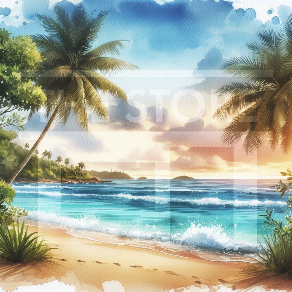 【イラスト素材】爽やかな浜辺のイラスト素材