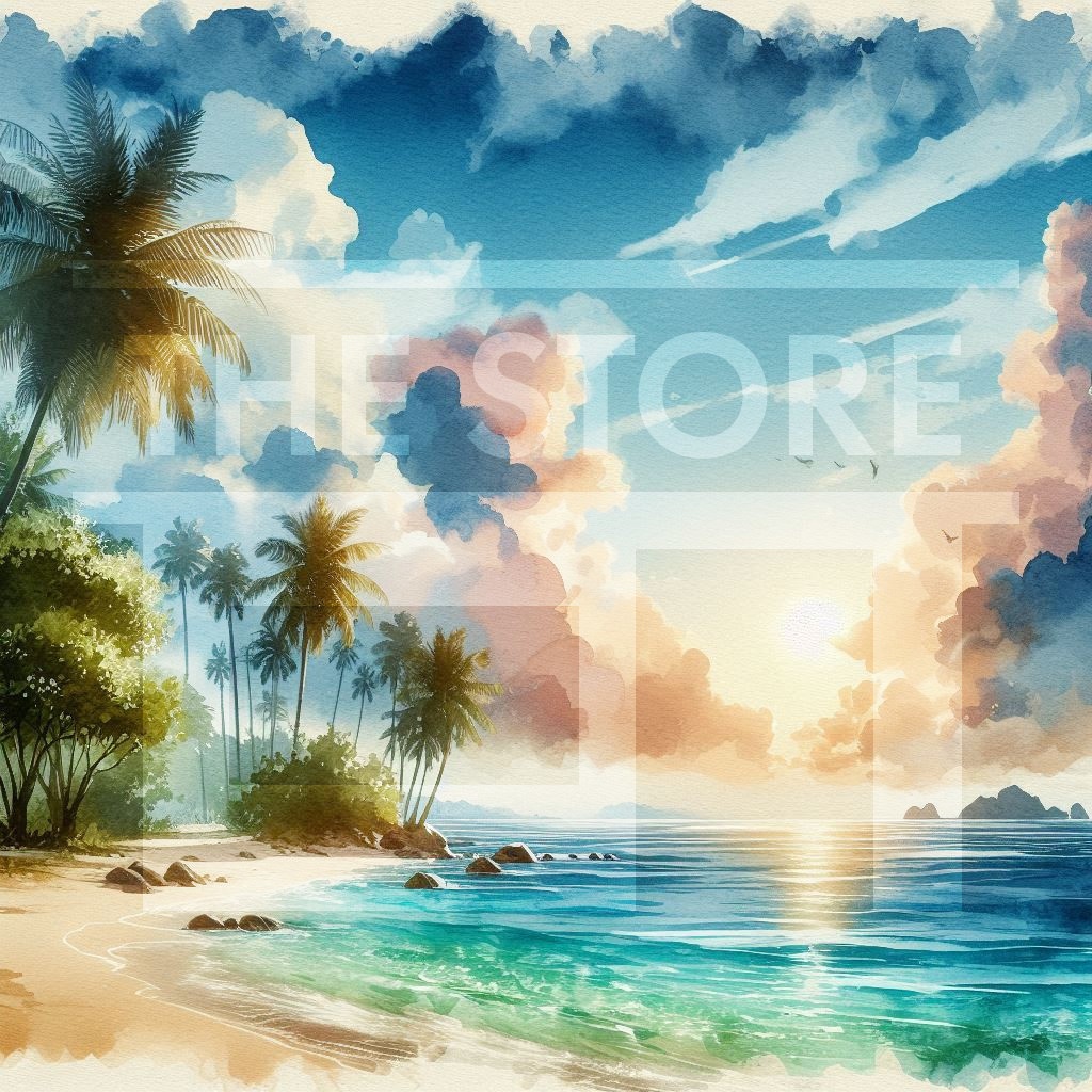 【イラスト素材】爽やかな浜辺のイラスト素材