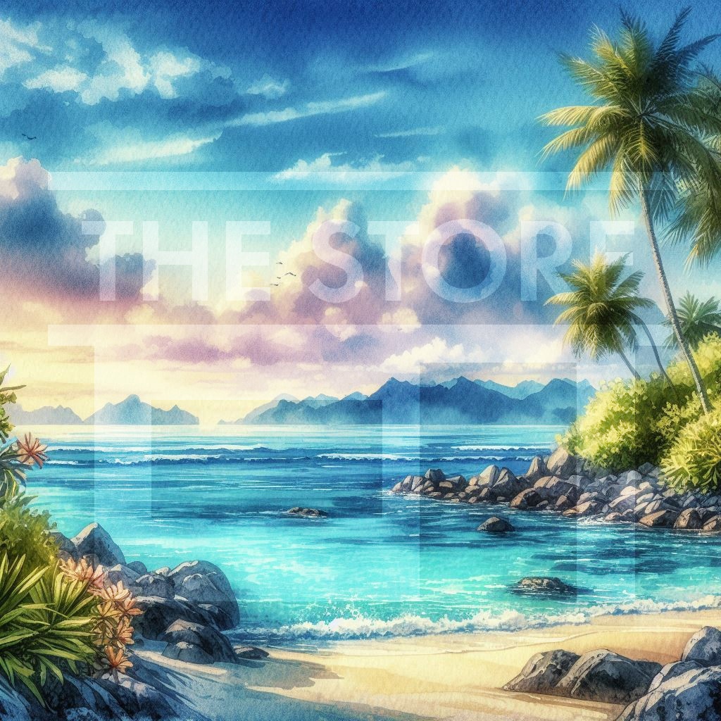 【イラスト素材】爽やかな浜辺のイラスト素材