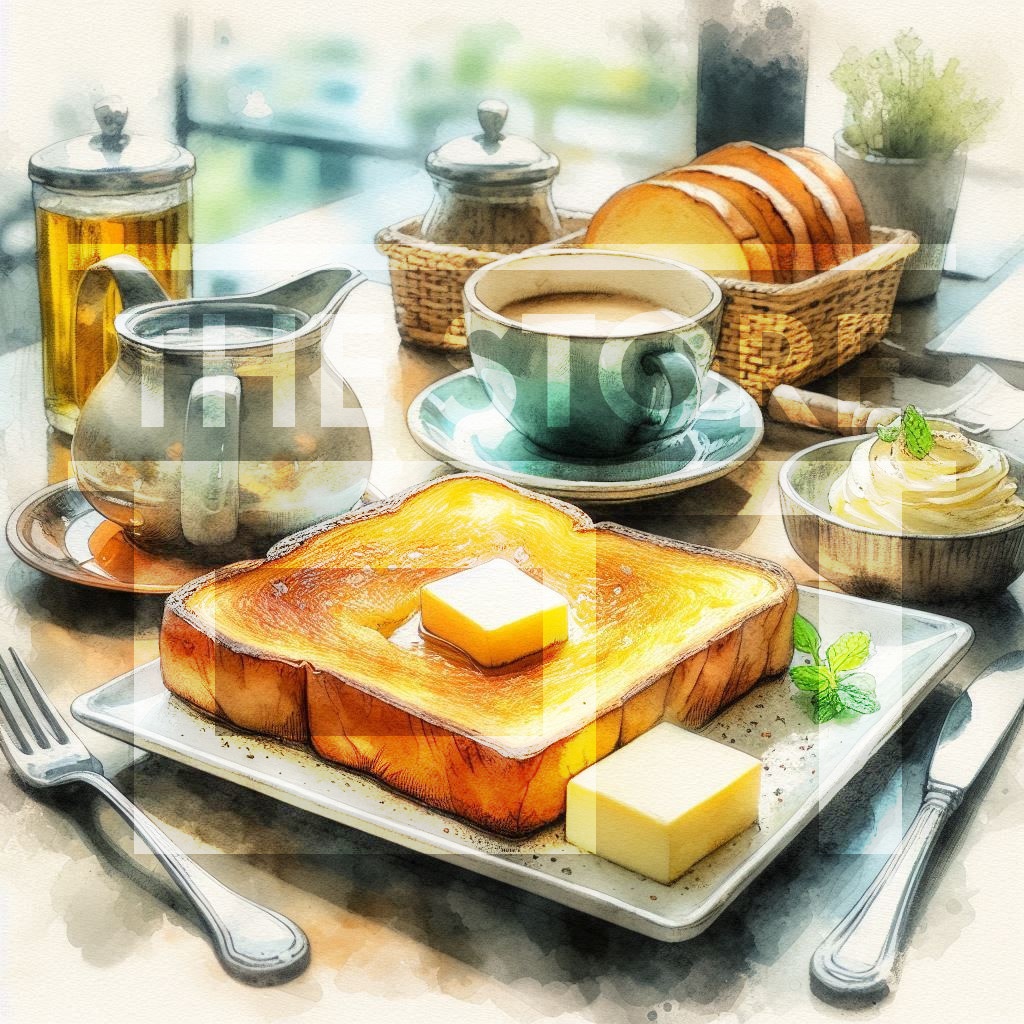 【イラスト素材】カフェのトーストのイラスト素材