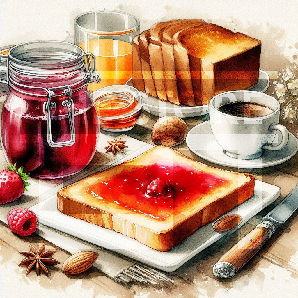 【イラスト素材】カフェのトーストのイラスト素材