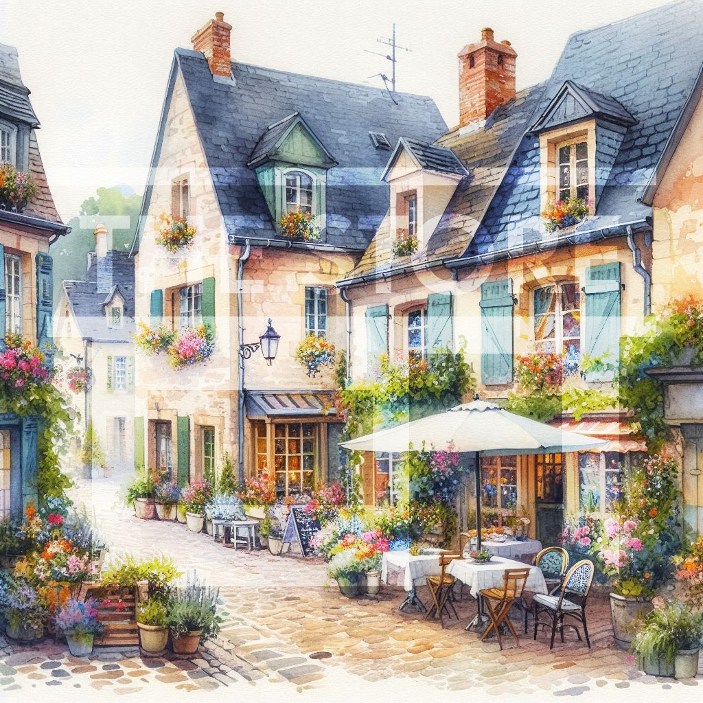 【イラスト素材】ヨーロッパの田舎町