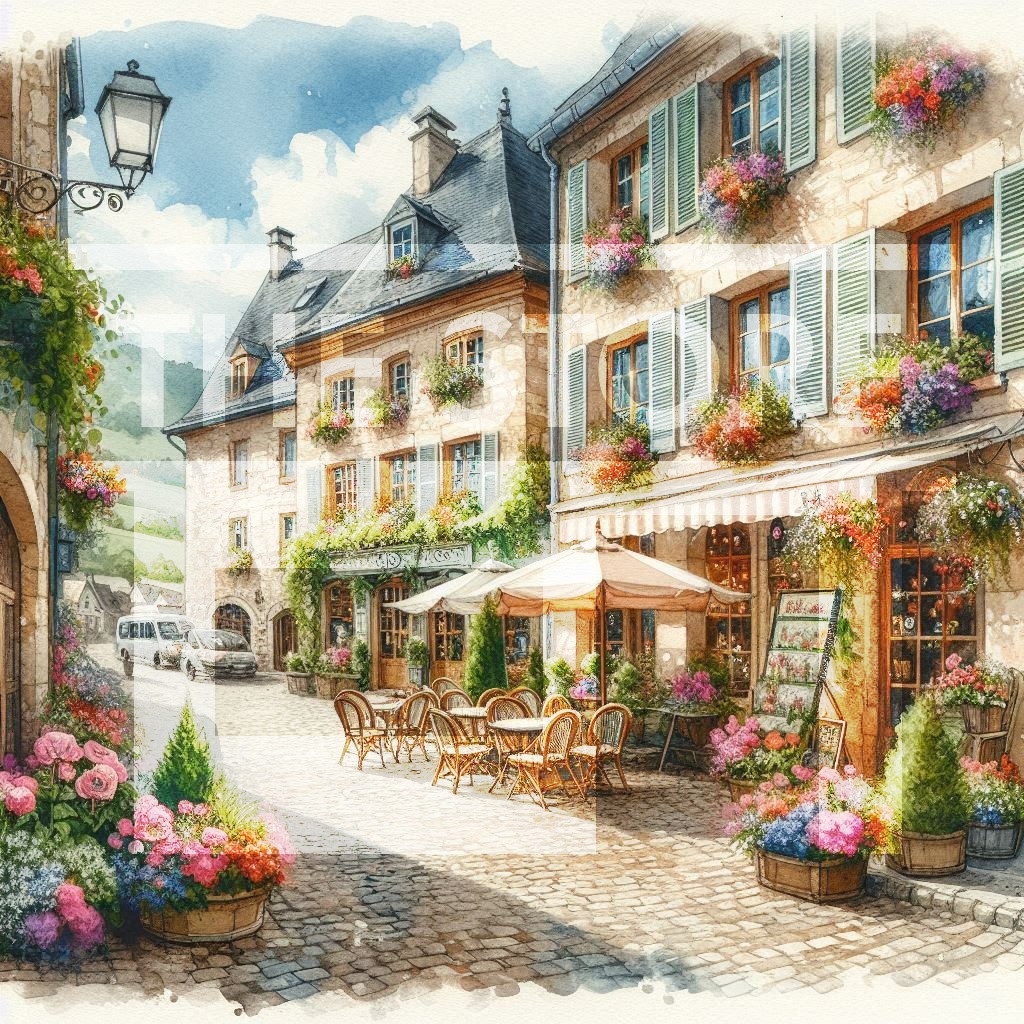 【イラスト素材】ヨーロッパの田舎町