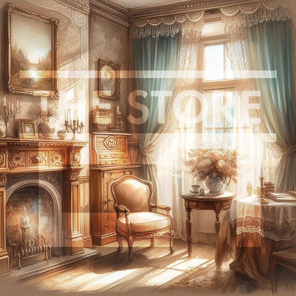 【イラスト素材】アンティークな部屋