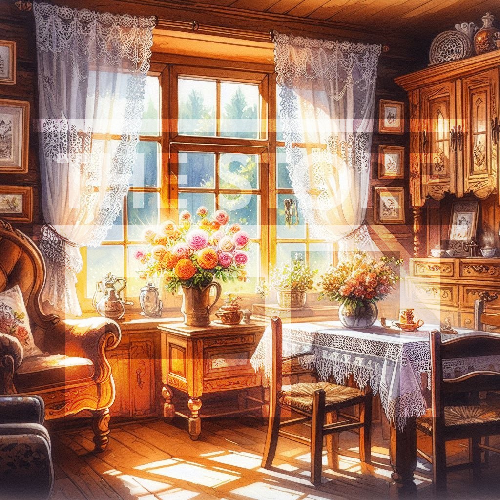 【イラスト素材】アンティークな部屋
