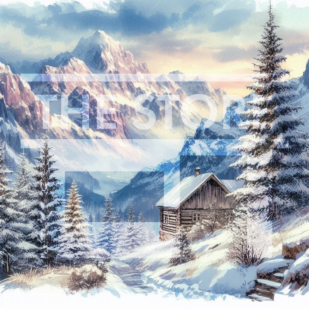【イラスト素材】冬の山の素材