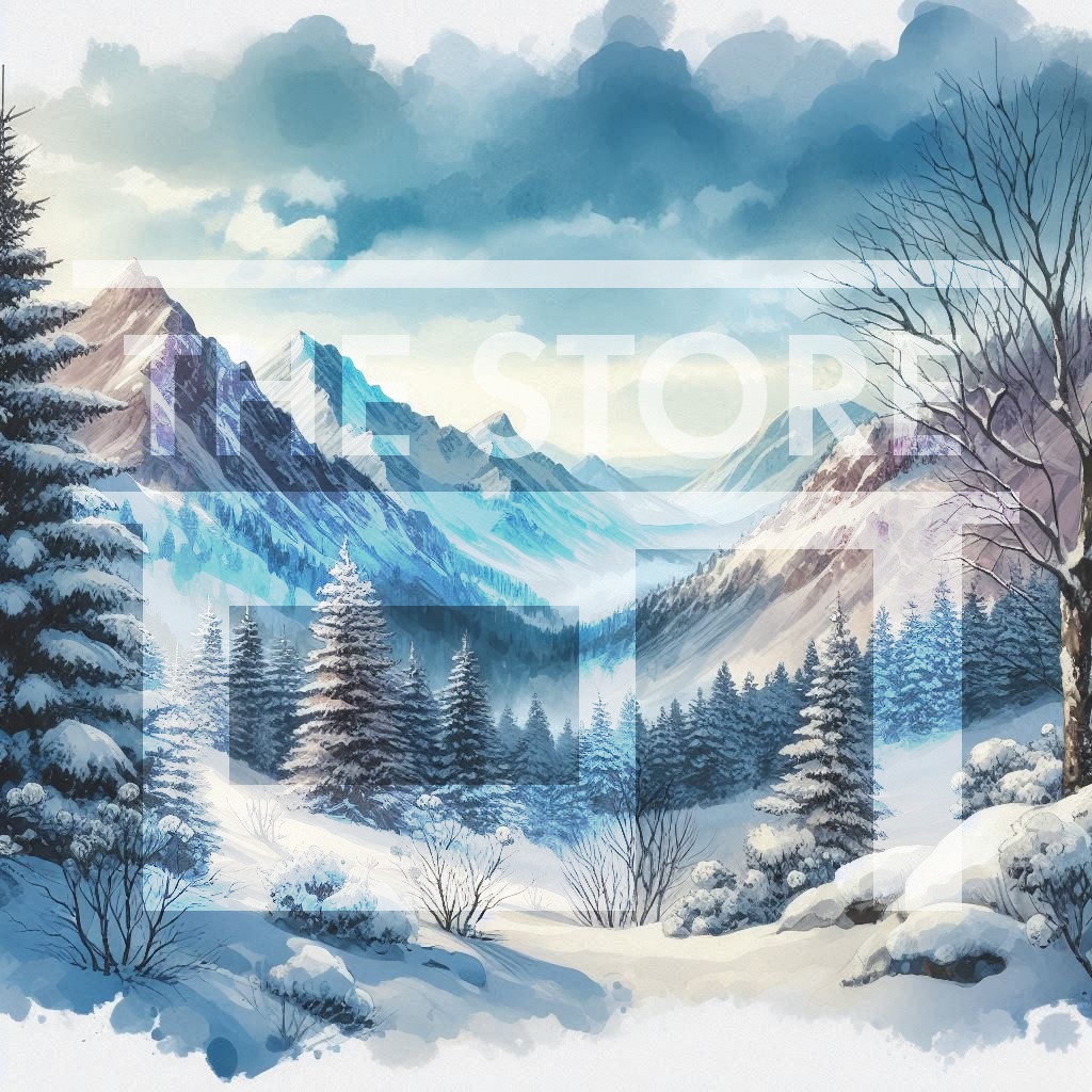 【イラスト素材】冬の山の素材