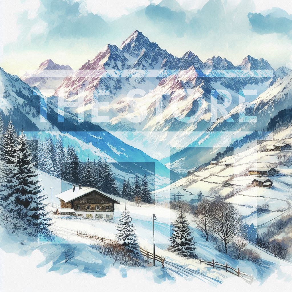 【イラスト素材】冬の山の素材