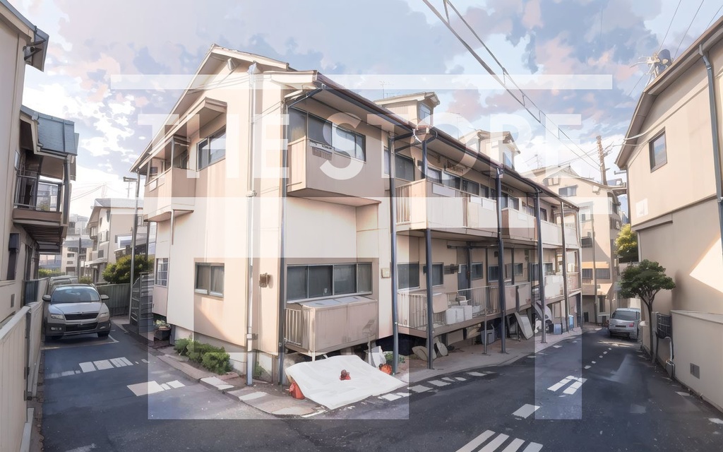 【イラスト素材】よくあるタイプのアパート