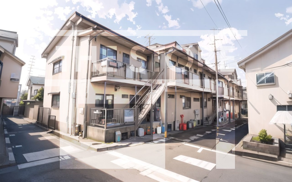 【イラスト素材】よくあるタイプのアパート