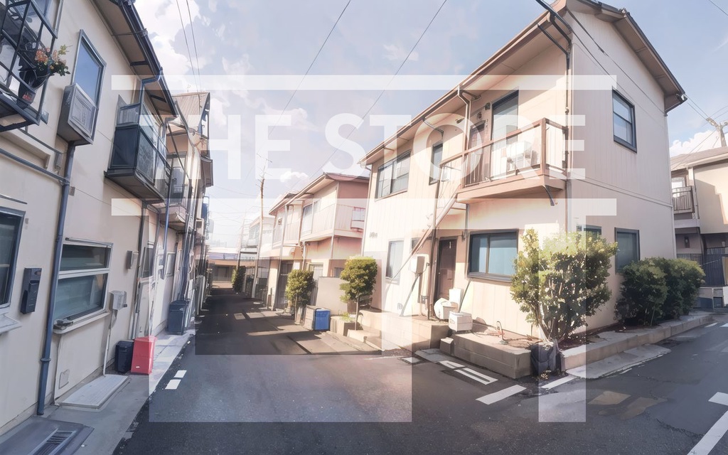 【イラスト素材】よくあるタイプのアパート