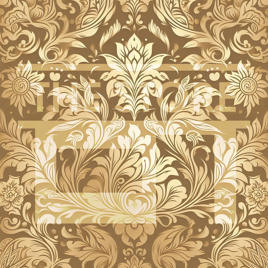 【イラスト素材】金色のダマスク柄