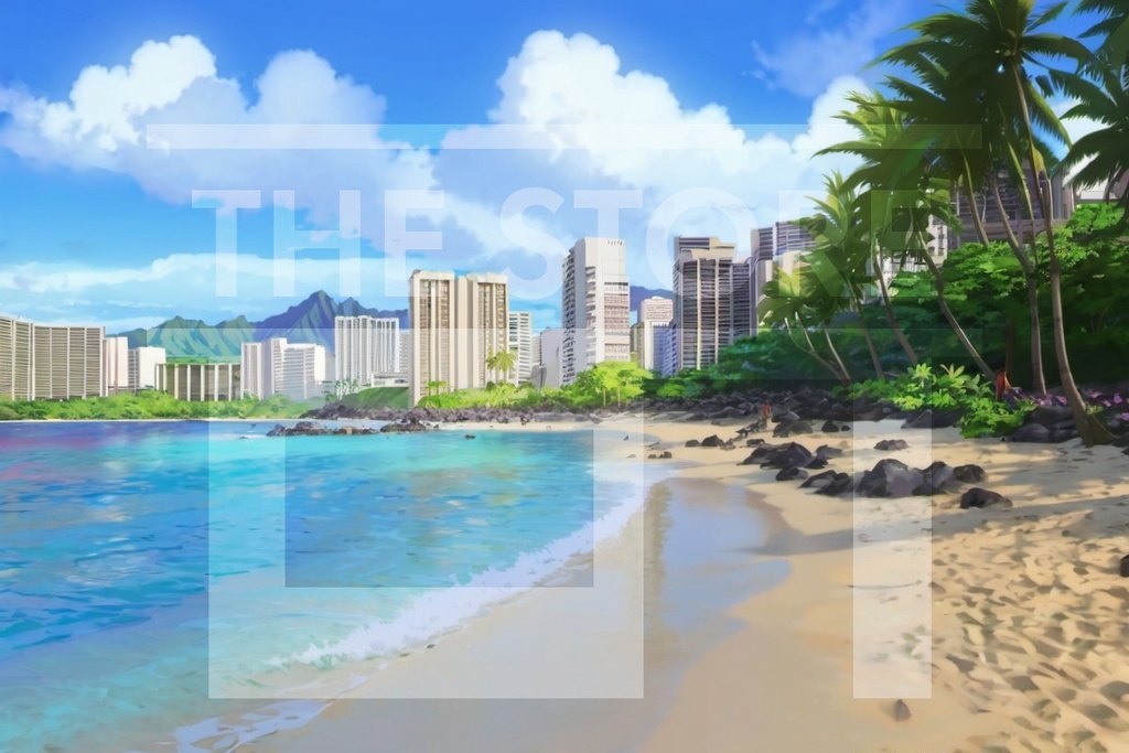 【イラスト素材】ハワイの海