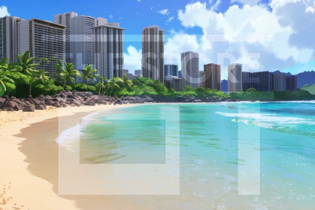 【イラスト素材】ハワイの海